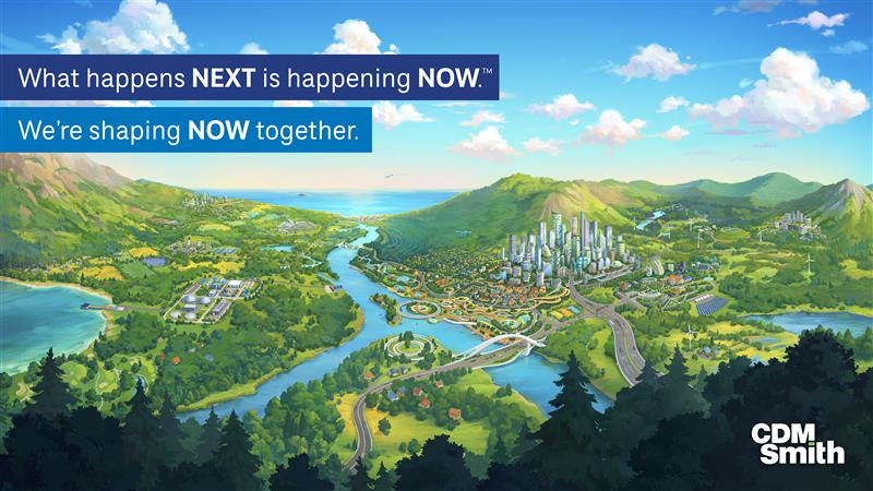 Illustration of a green utopian environment