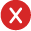 Red circle with a white X symbol in the center.